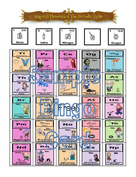 This image has an empty alt attribute; its file name is MagicalElementalPeriodicTableBingoSample1-791x1024.jpg